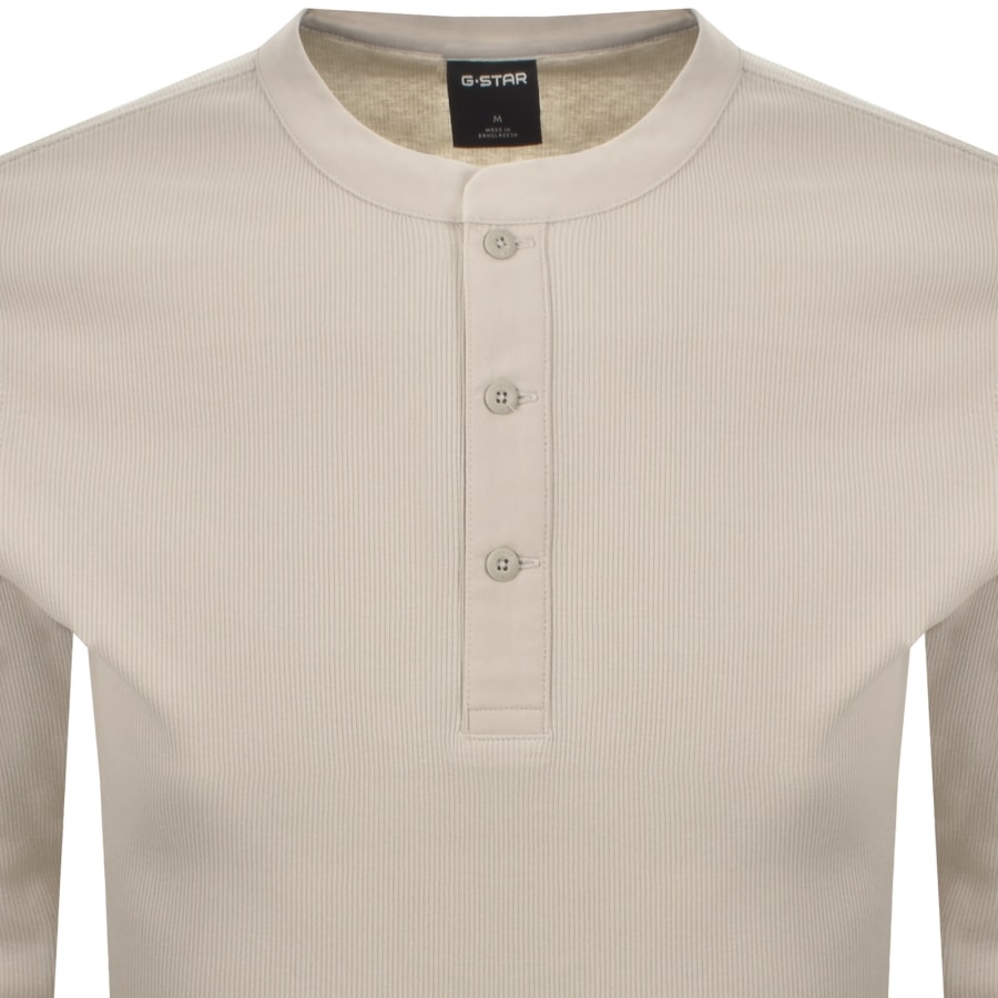 Image number 2 for G-Star Henley Long Sleeve T Shirt Beige