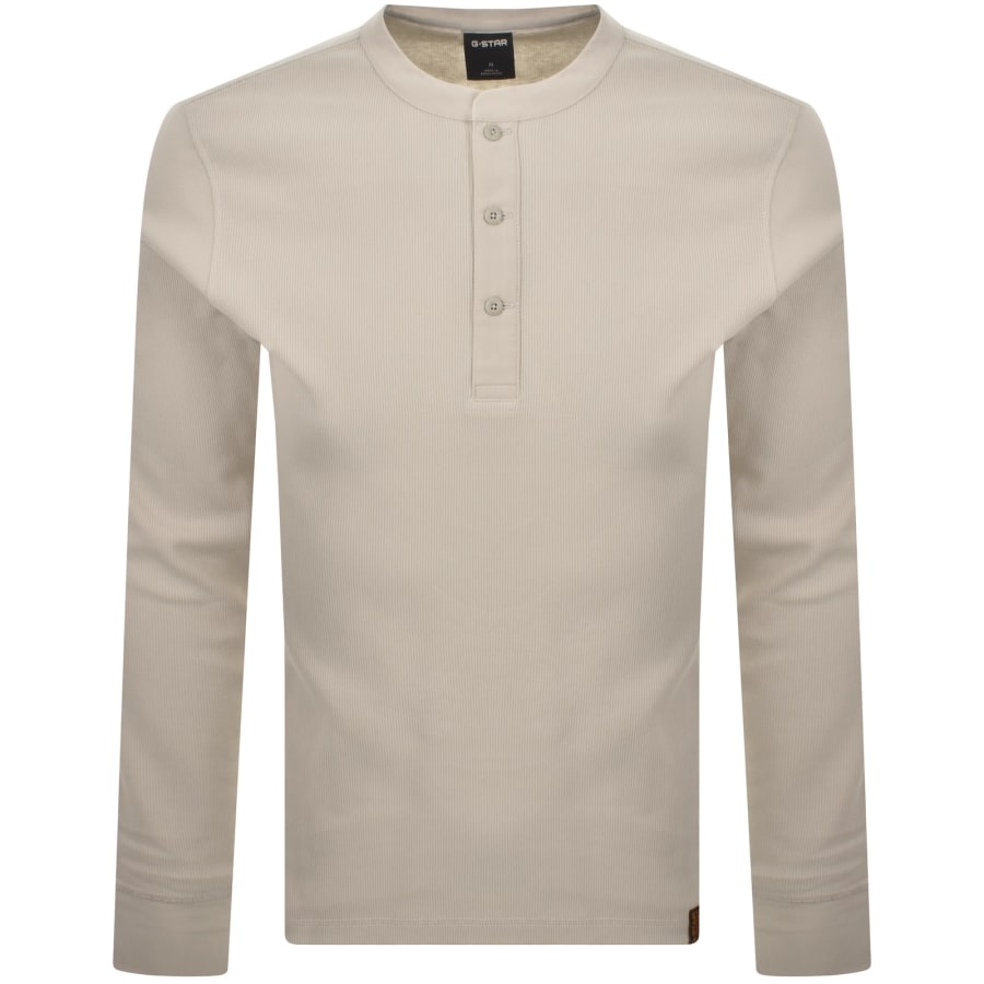 Image number 1 for G-Star Henley Long Sleeve T Shirt Beige