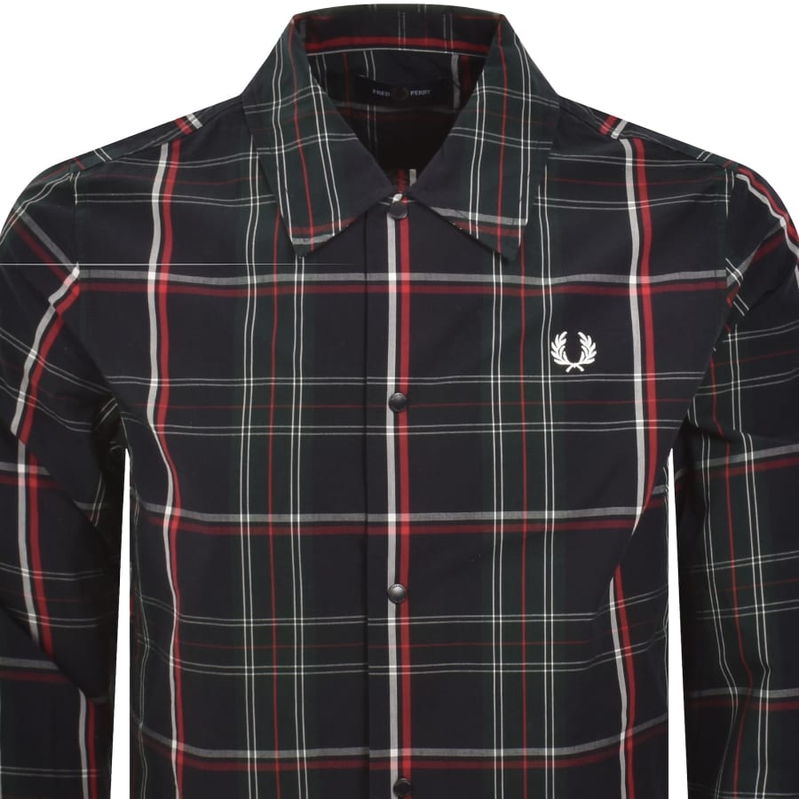 Image number 2 for Fred Perry Tartan Overshirt Navy