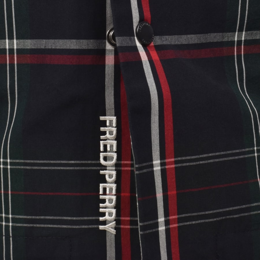 Image number 5 for Fred Perry Tartan Overshirt Navy