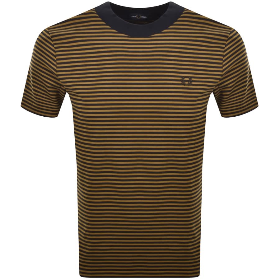 Image number 1 for Fred Perry Fine Stripe T Shirt Brown