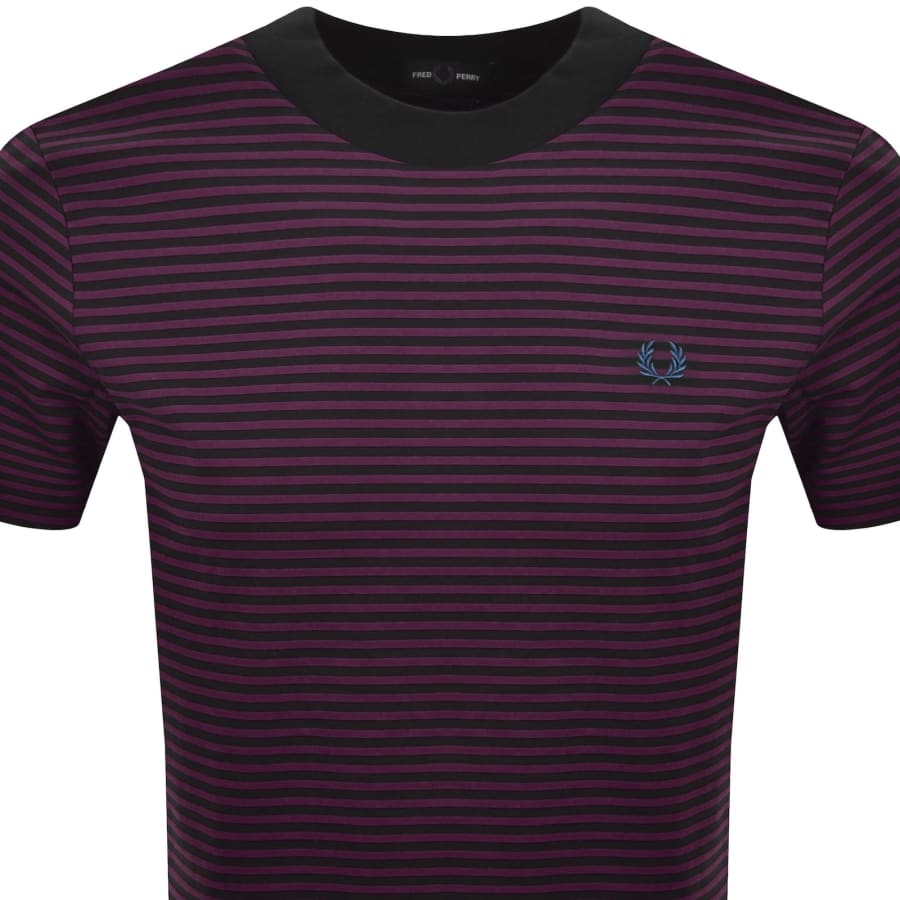Image number 2 for Fred Perry Fine Stripe T Shirt Purple