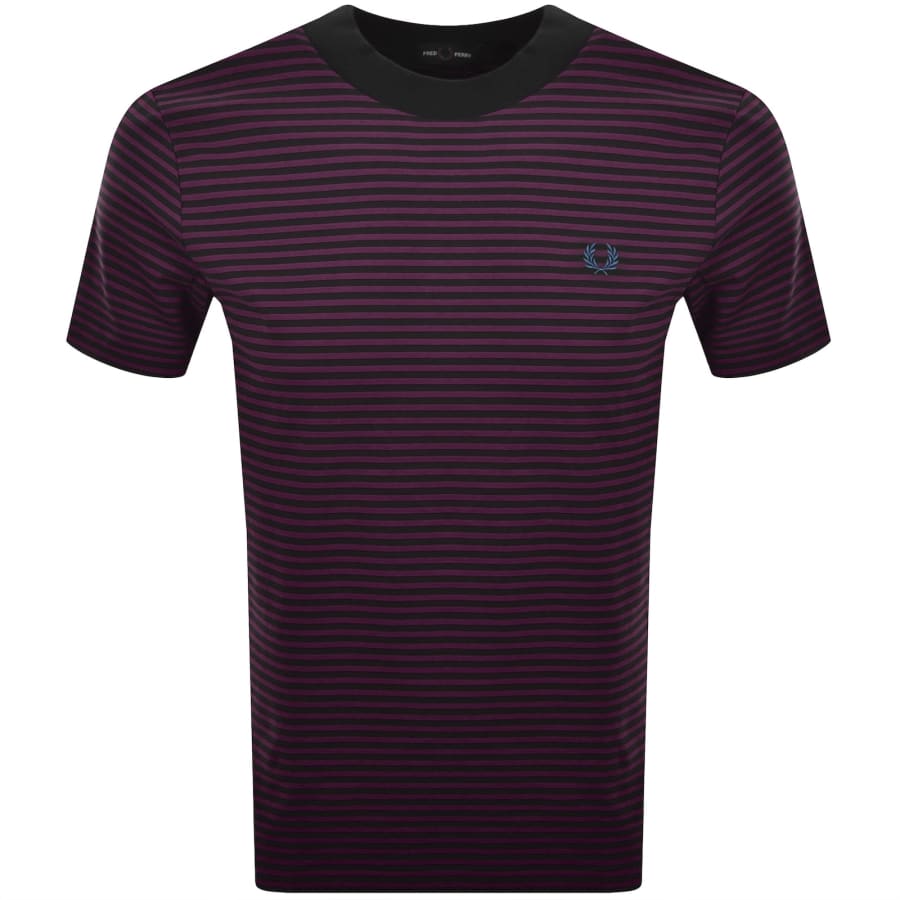 Image number 1 for Fred Perry Fine Stripe T Shirt Purple