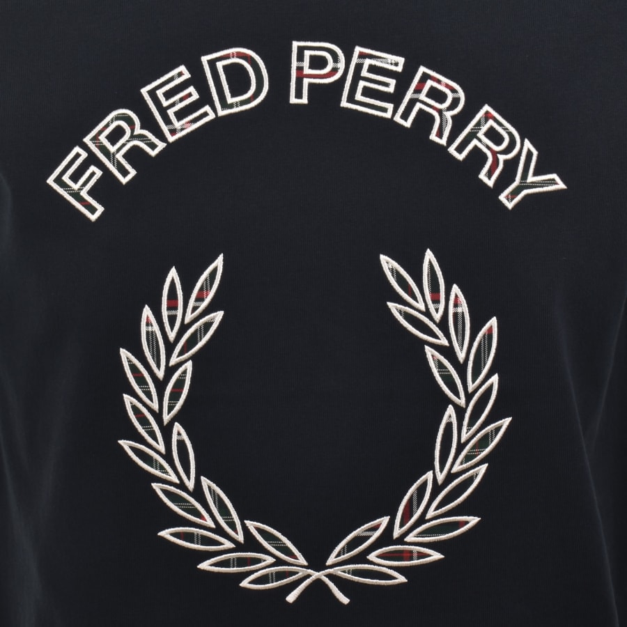 Image number 3 for Fred Perry Tartan Applique T Shirt Navy
