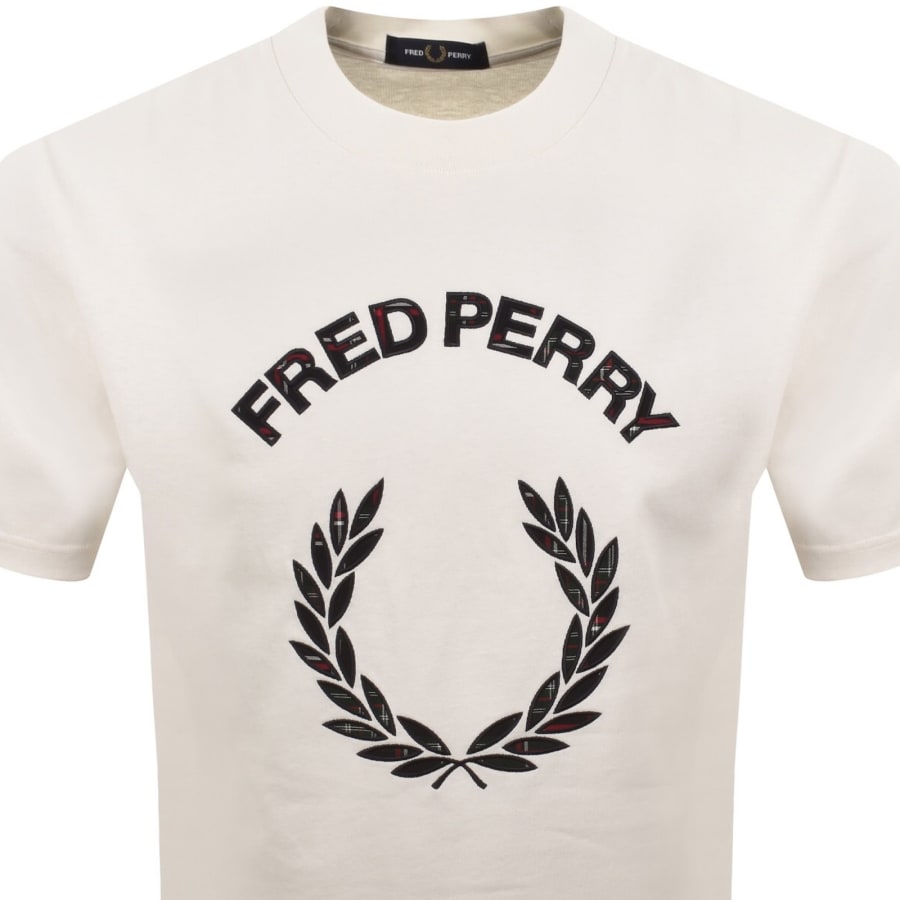 Image number 2 for Fred Perry Tartan Applique T Shirt Snow White