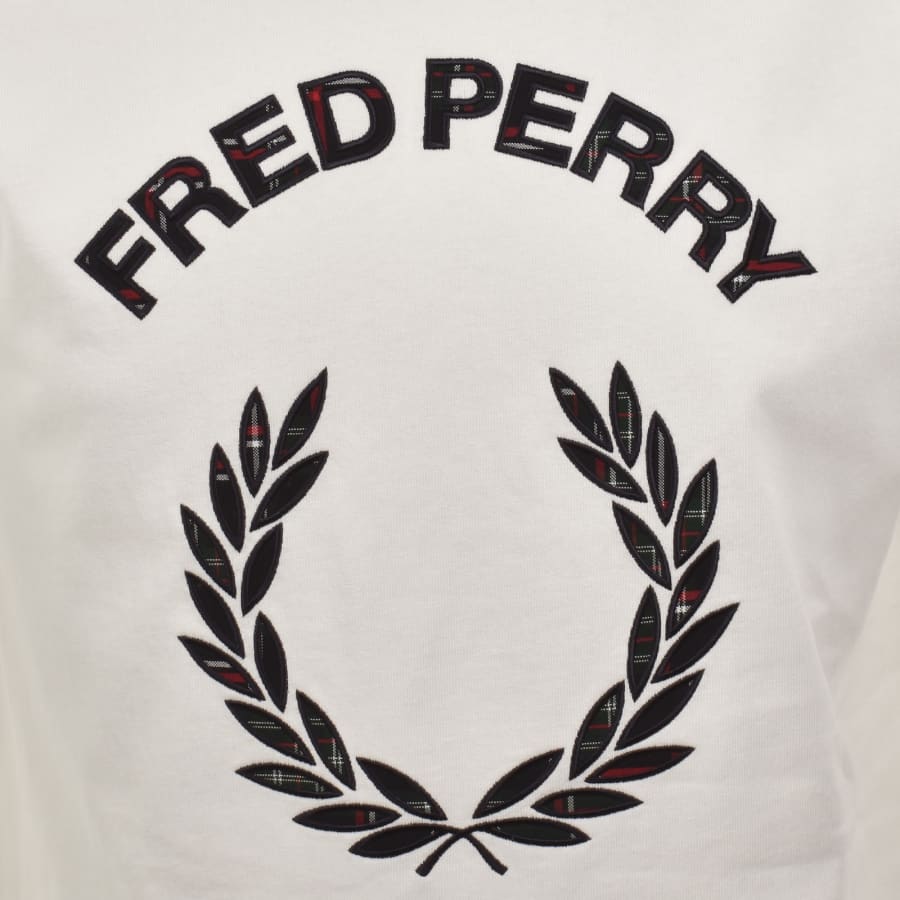 Image number 3 for Fred Perry Tartan Applique T Shirt Snow White
