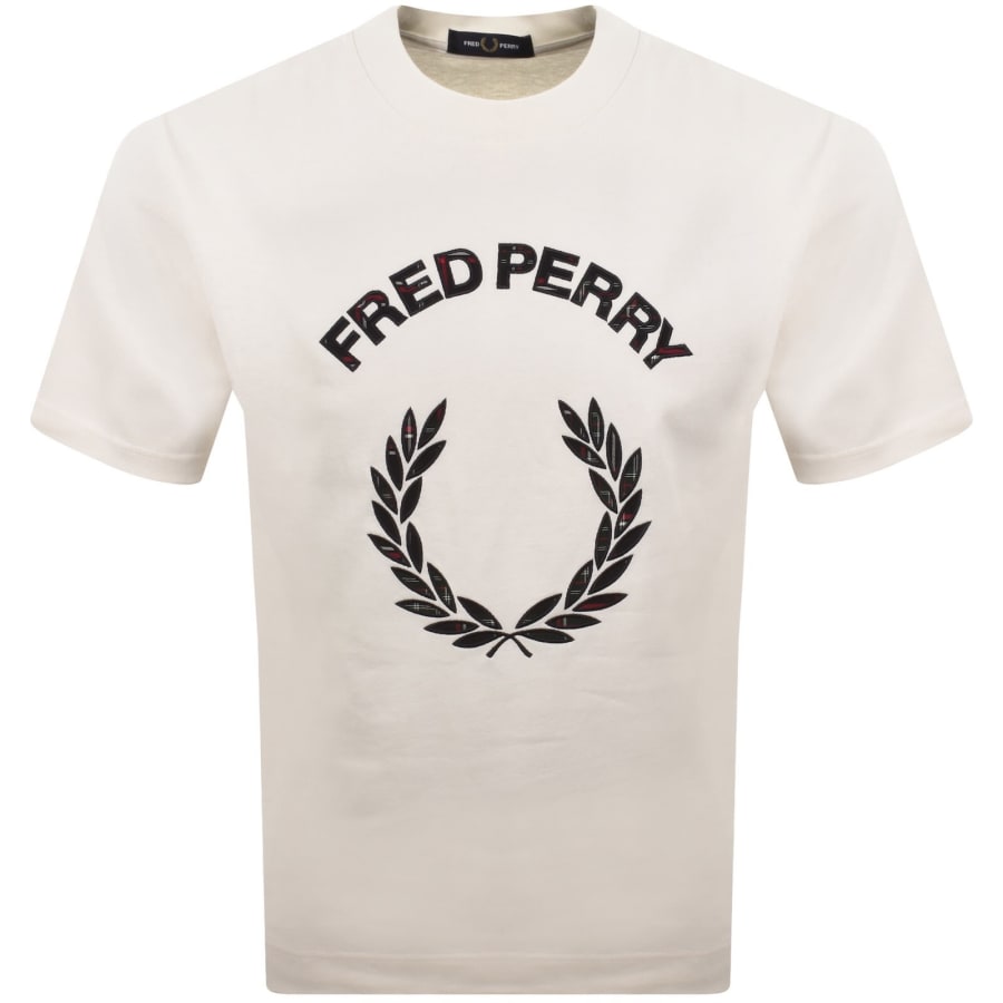 Image number 1 for Fred Perry Tartan Applique T Shirt Snow White