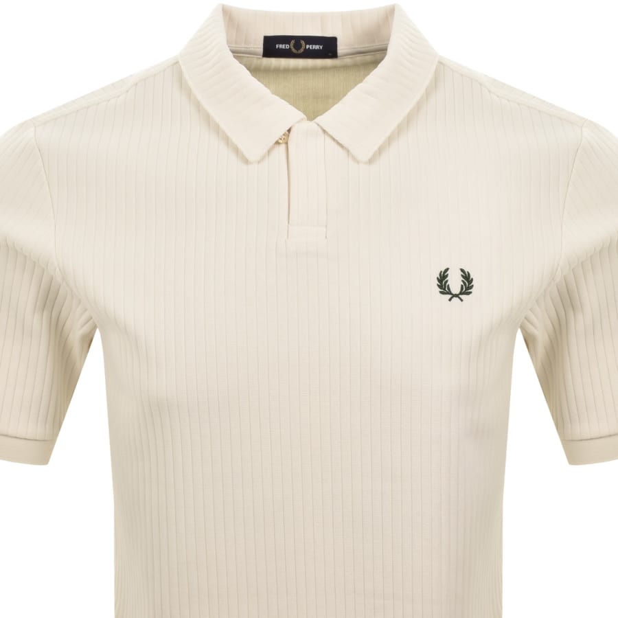 Image number 2 for Fred Perry Drop Needle Jersey Polo T Shirt Cream
