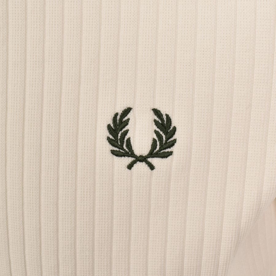 Image number 3 for Fred Perry Drop Needle Jersey Polo T Shirt Cream