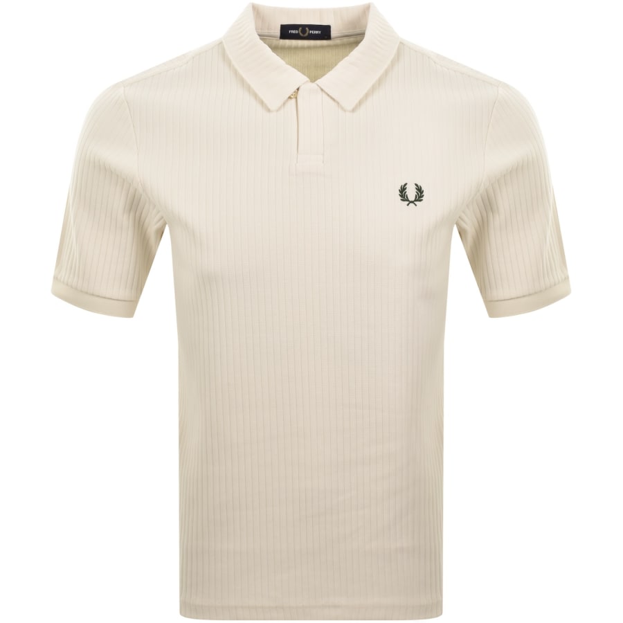 Image number 1 for Fred Perry Drop Needle Jersey Polo T Shirt Cream