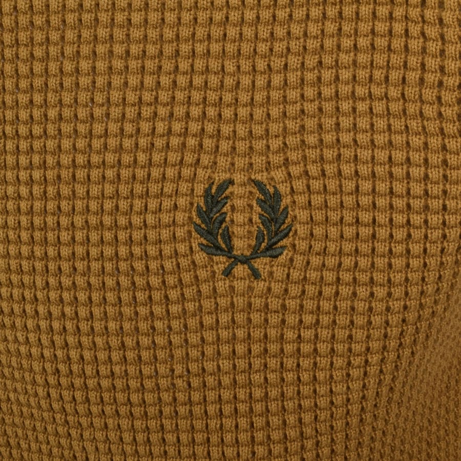 Image number 3 for Fred Perry Waffle Stitch Knit Jumper Brown