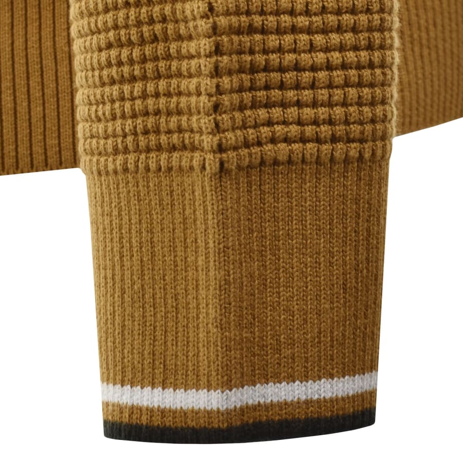 Image number 4 for Fred Perry Waffle Stitch Knit Jumper Brown