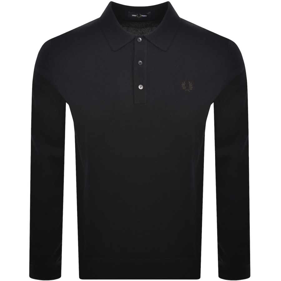 Image number 1 for Fred Perry Long Sleeve Knit Polo Navy