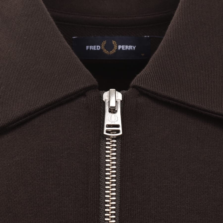 Image number 4 for Fred Perry Quarter Zip Sweatshirt Rich Brown