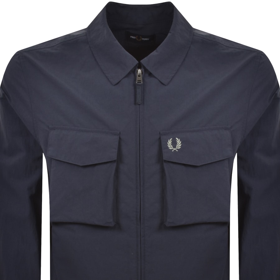 Image number 2 for Fred Perry Ripstop Pocket Overshirt Navy