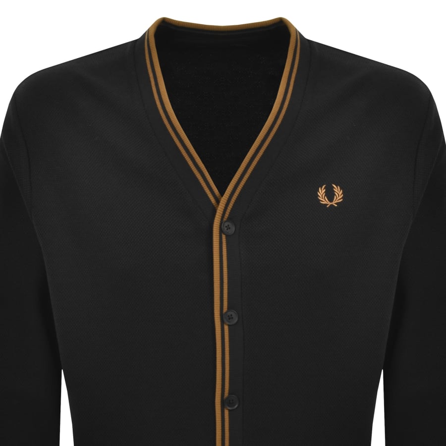 Image number 2 for Fred Perry Tipped Pique Cardigan Black