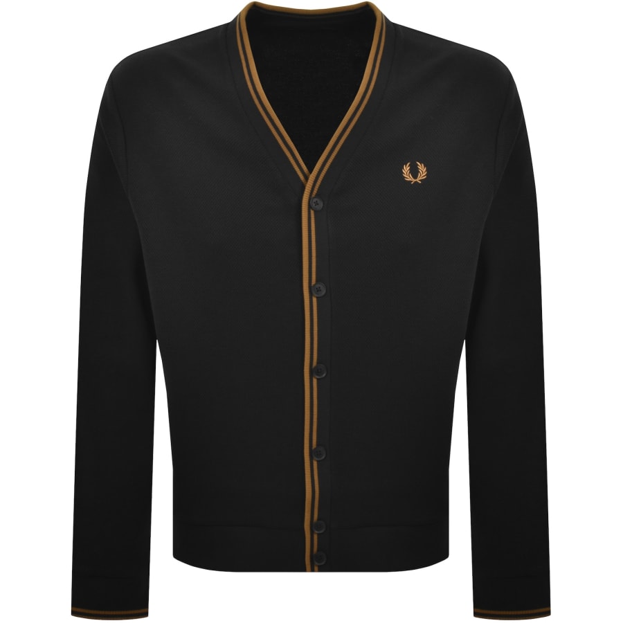 Image number 1 for Fred Perry Tipped Pique Cardigan Black