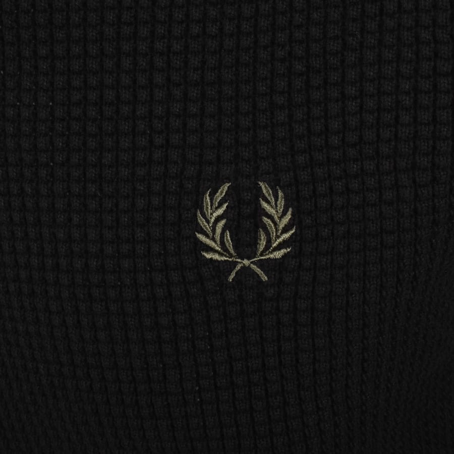 Image number 3 for Fred Perry Waffle Stitch Knit Jumper Black