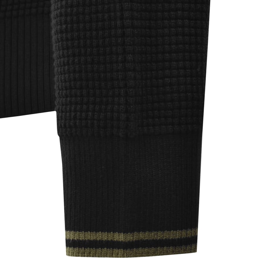 Image number 4 for Fred Perry Waffle Stitch Knit Jumper Black