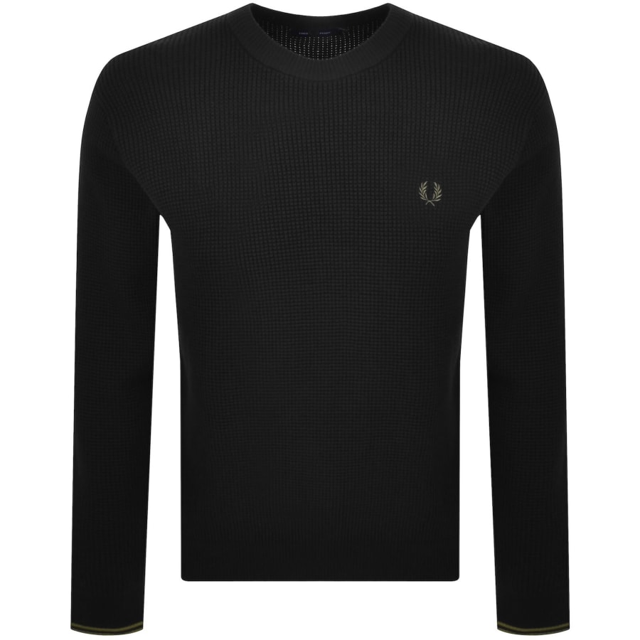 Image number 1 for Fred Perry Waffle Stitch Knit Jumper Black