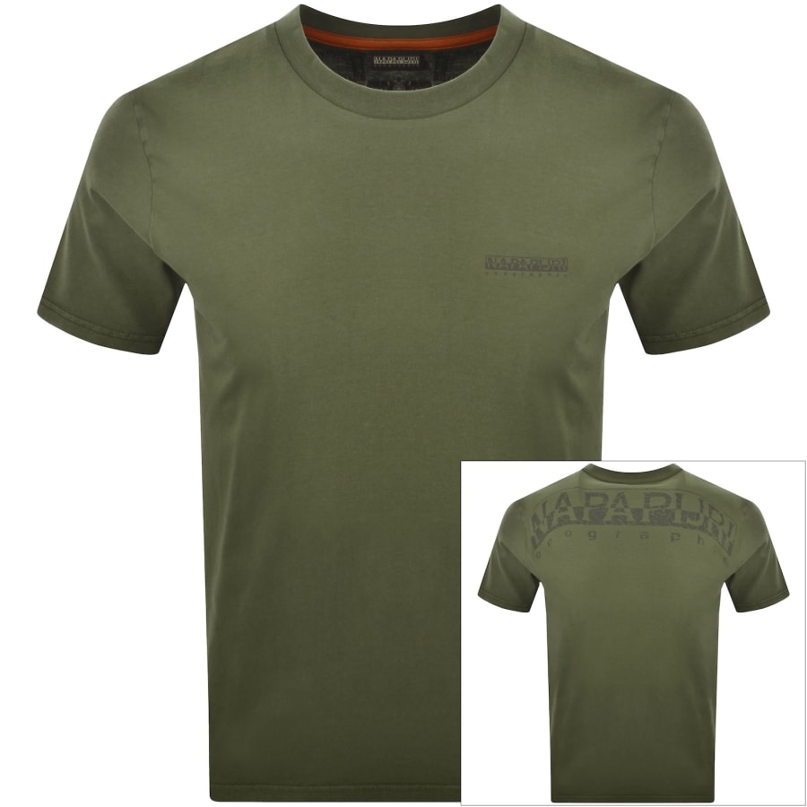 Image number 1 for Napapijri Yourte Logo T Shirt Green