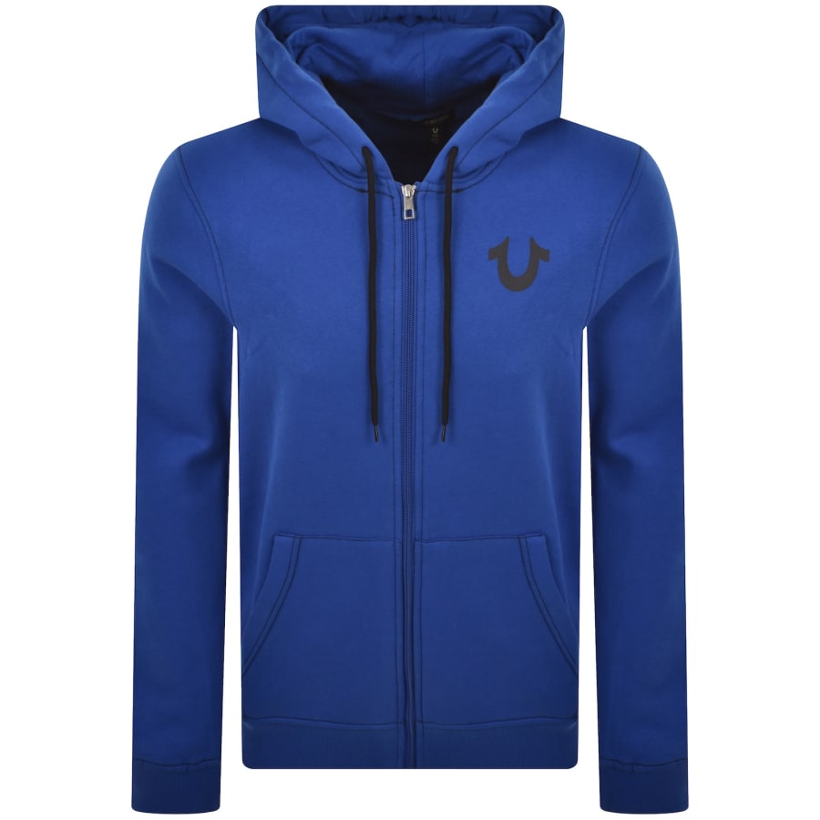 Image number 2 for True Religion Contrast Zip Hoodie Blue