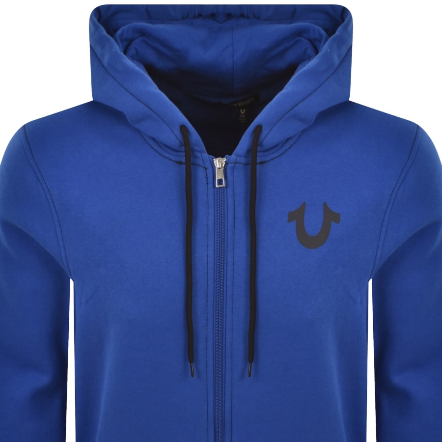 Image number 3 for True Religion Contrast Zip Hoodie Blue