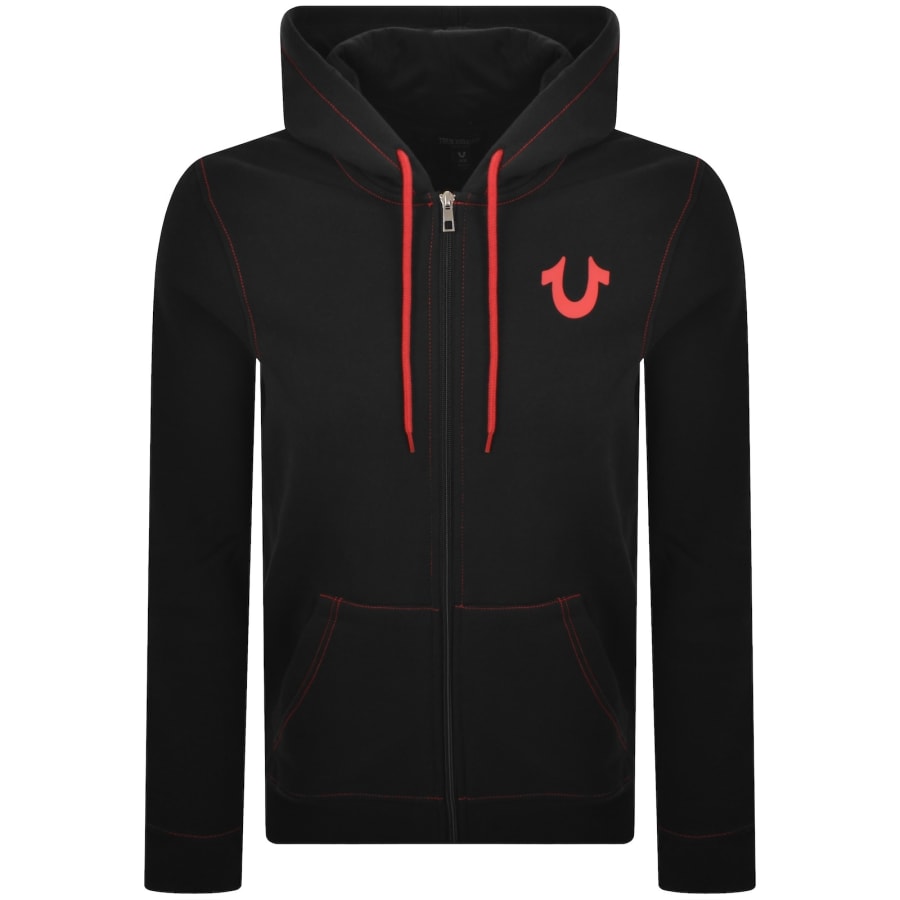 Image number 2 for True Religion Contrast Zip Hoodie Jet Black