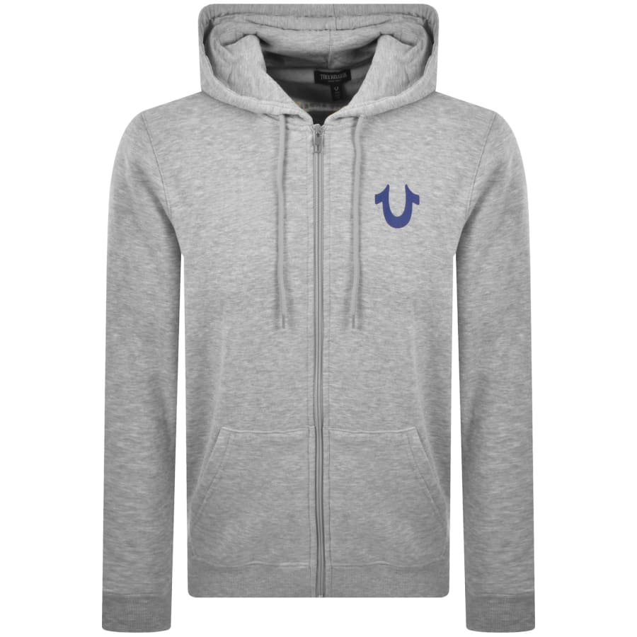 Image number 2 for True Religion Wreath Buddha Zip Hoodie Grey