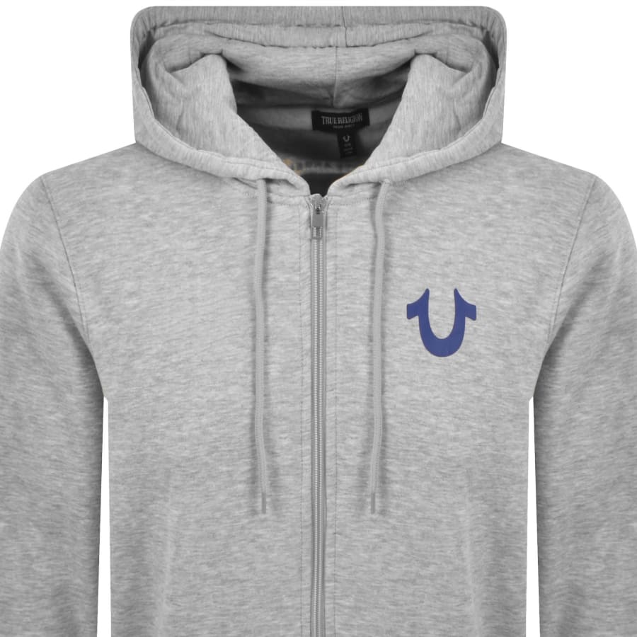 Image number 3 for True Religion Wreath Buddha Zip Hoodie Grey
