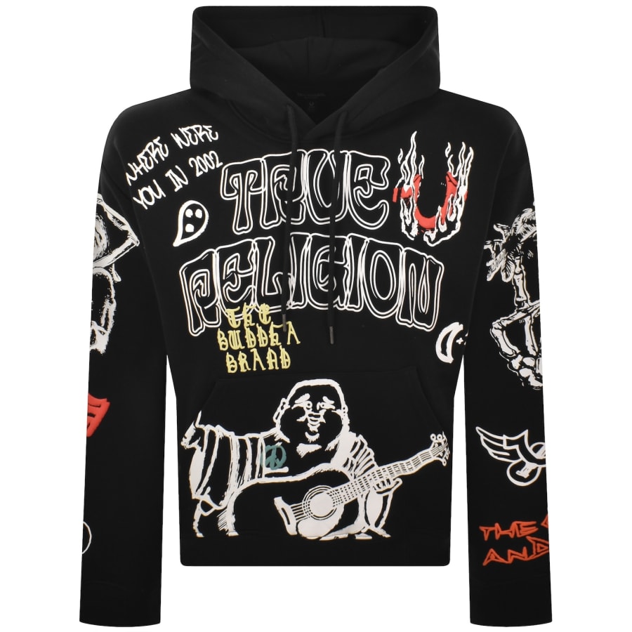 Image number 2 for True Religion Sketched Logo Boxy Hoodie Black