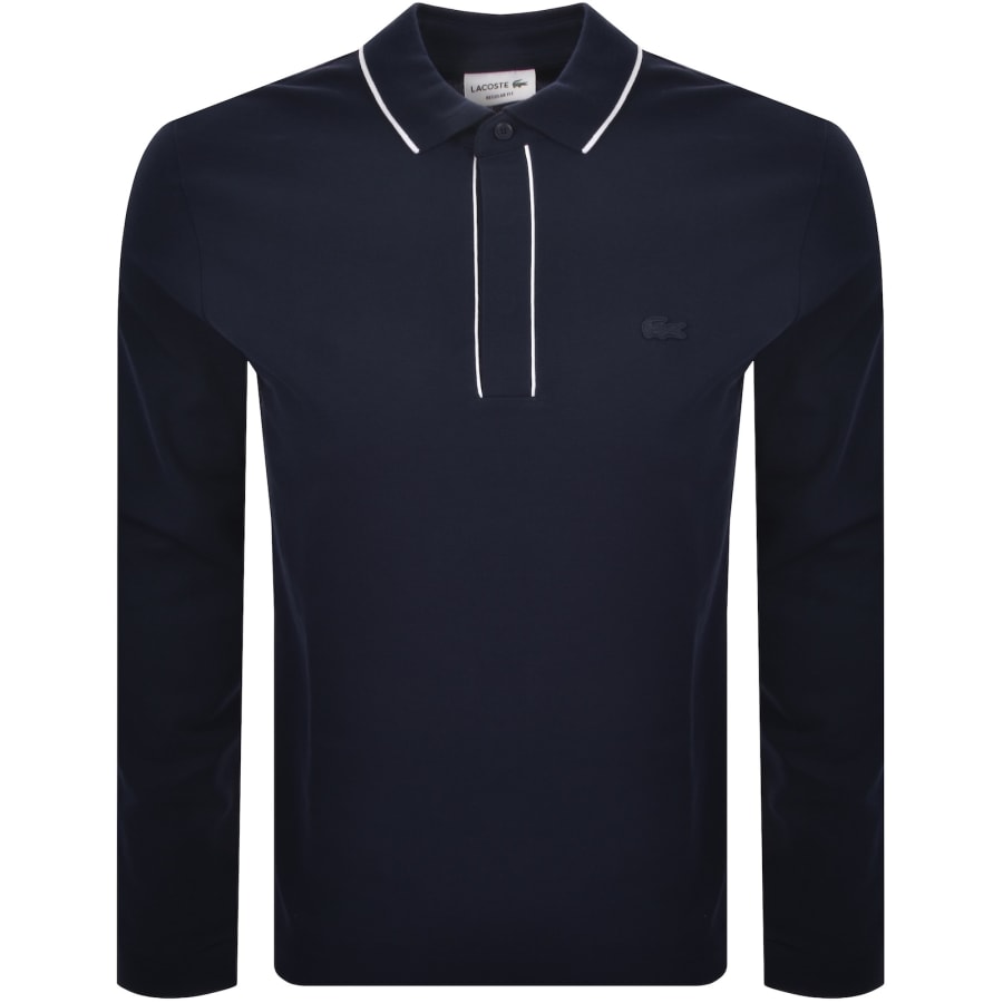 Image number 1 for Lacoste Long Sleeved Polo T Shirt Navy