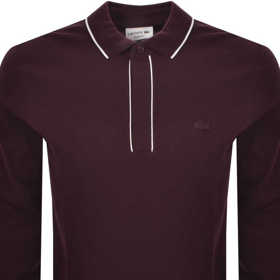 Image number 2 for Lacoste Long Sleeved Polo T Shirt Red