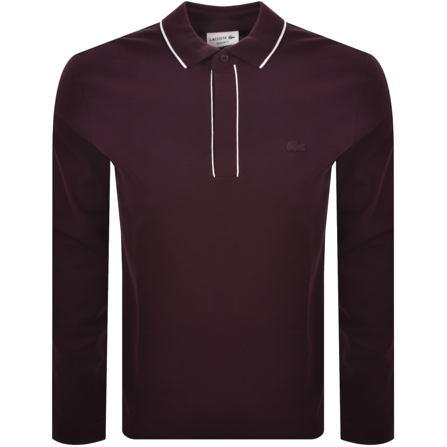 Image number 1 for Lacoste Long Sleeved Polo T Shirt Red