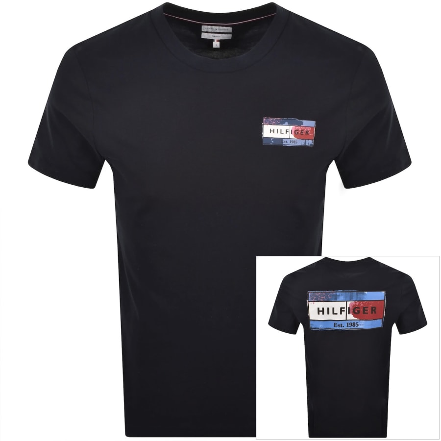 Image number 1 for Tommy Hilfiger Brand Love T Shirt Navy