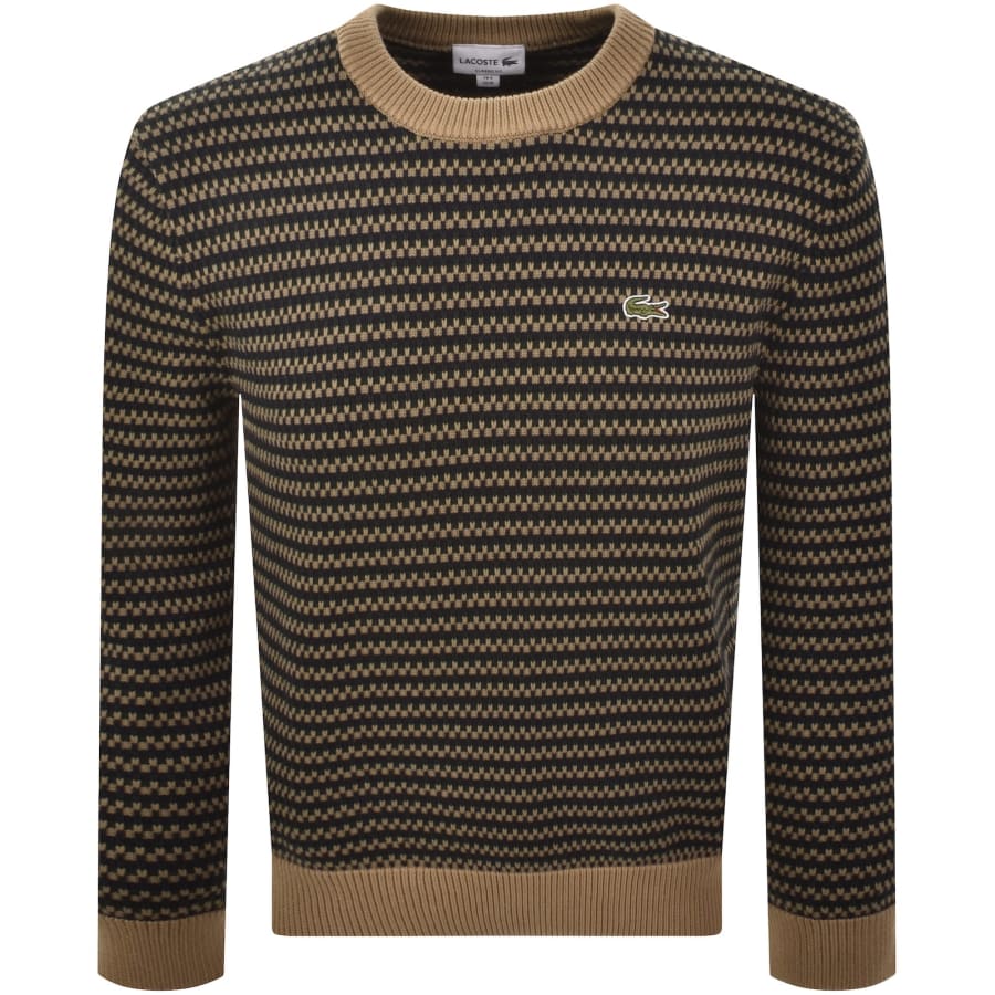 Image number 1 for Lacoste Crew Neck Knit Jumper Brown