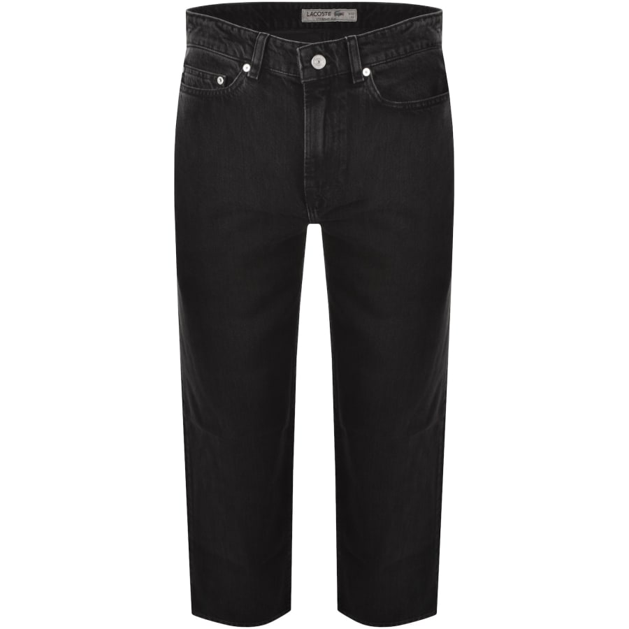 Image number 2 for Lacoste Straight Fit Dark Wash Jeans Black