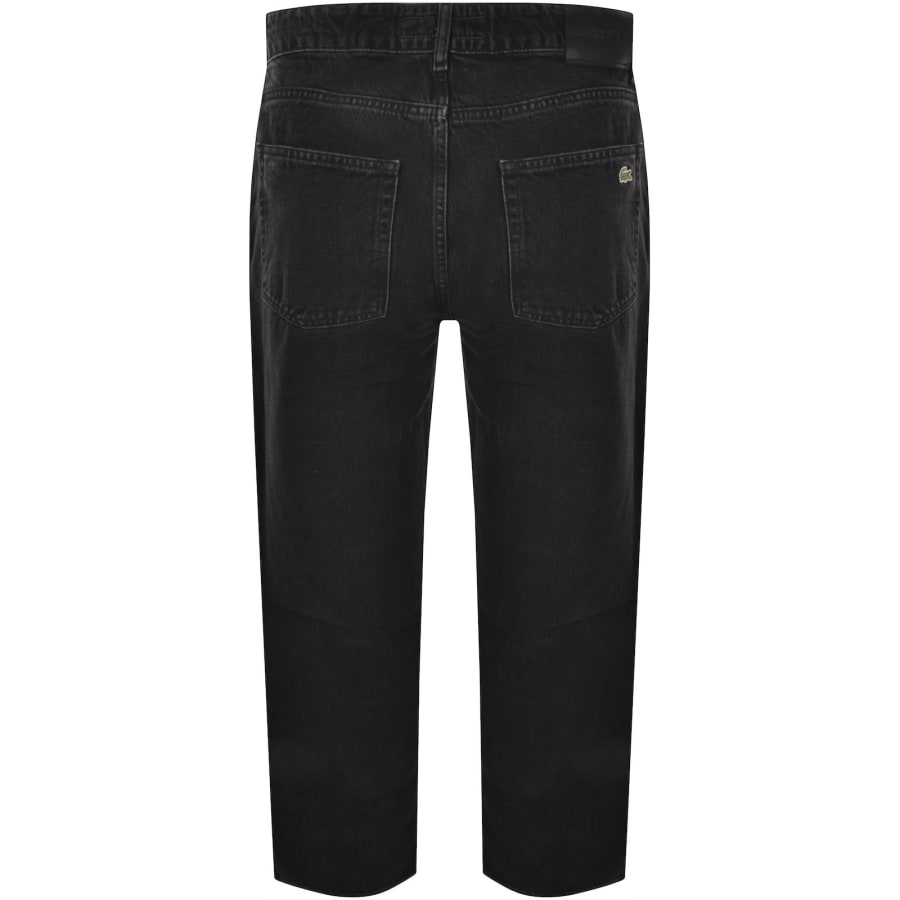 Image number 3 for Lacoste Straight Fit Dark Wash Jeans Black