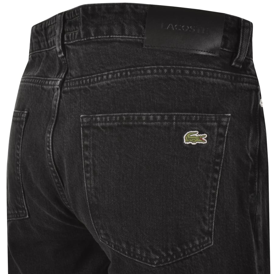 Image number 4 for Lacoste Straight Fit Dark Wash Jeans Black