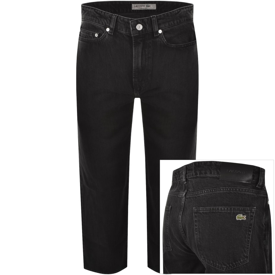 Image number 1 for Lacoste Straight Fit Dark Wash Jeans Black
