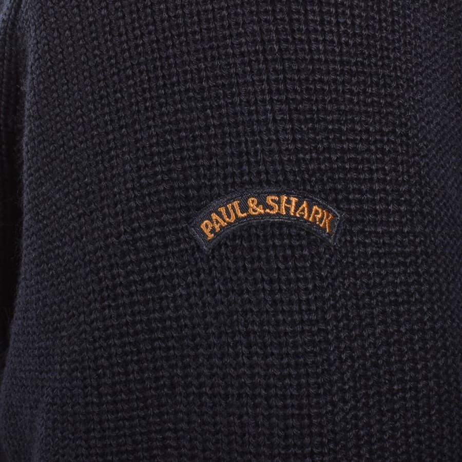 Image number 4 for Paul And Shark Moon Badge Knit Jumper Navy