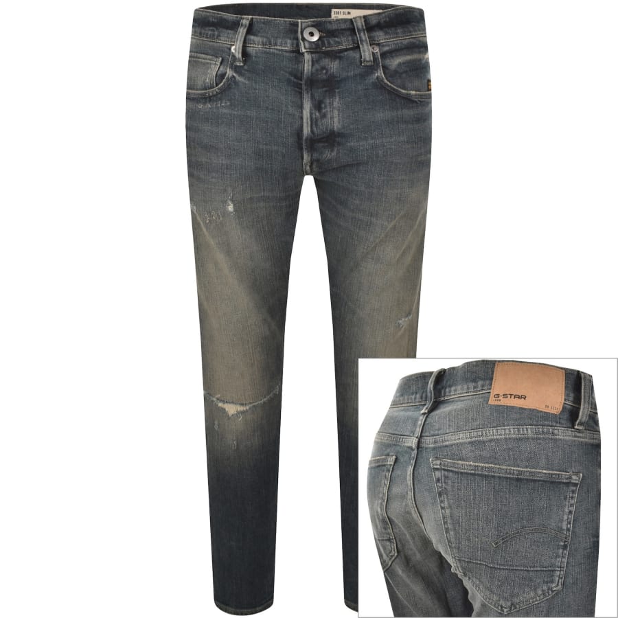 Image number 1 for G-Star 3301 Slim Fit Jeans Light Wash Blue