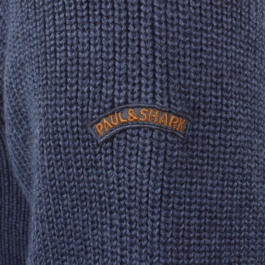 Image number 4 for Paul And Shark Moon Badge Knit Jumper Blue