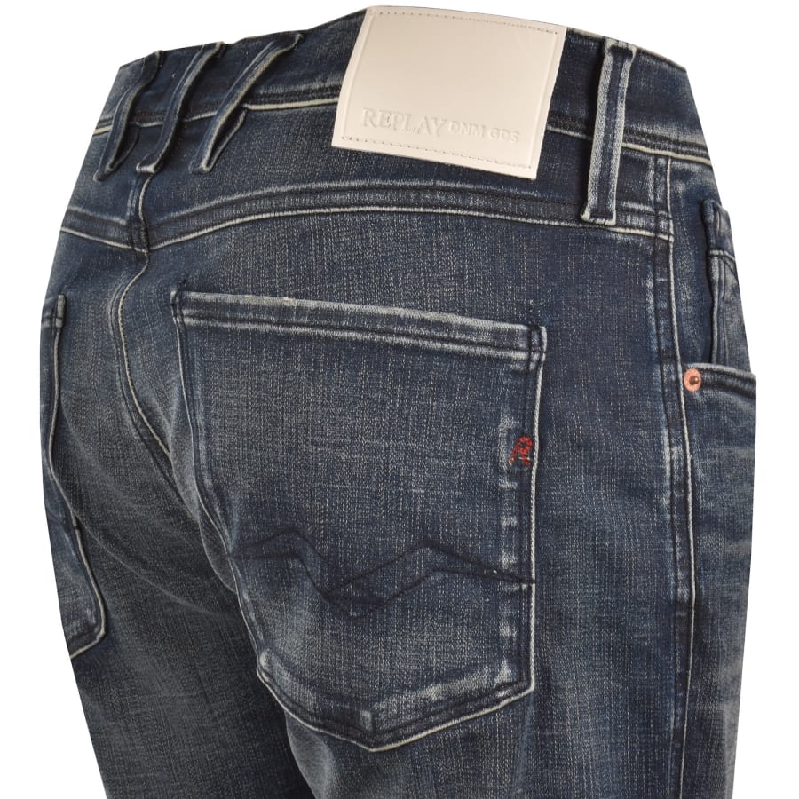 Image number 4 for Replay Anbass Slim Fit Jeans Mid Wash Blue