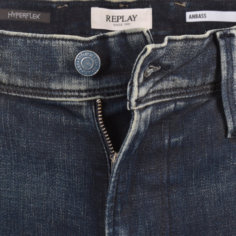 Image number 5 for Replay Anbass Slim Fit Jeans Mid Wash Blue