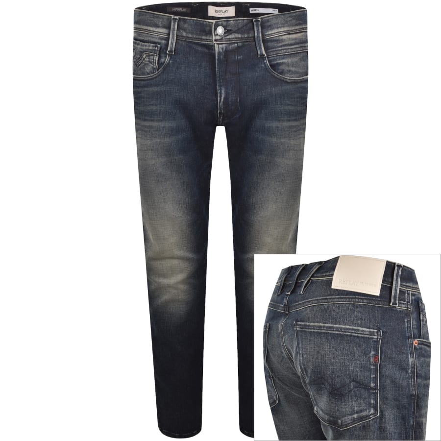 Image number 1 for Replay Anbass Slim Fit Jeans Mid Wash Blue