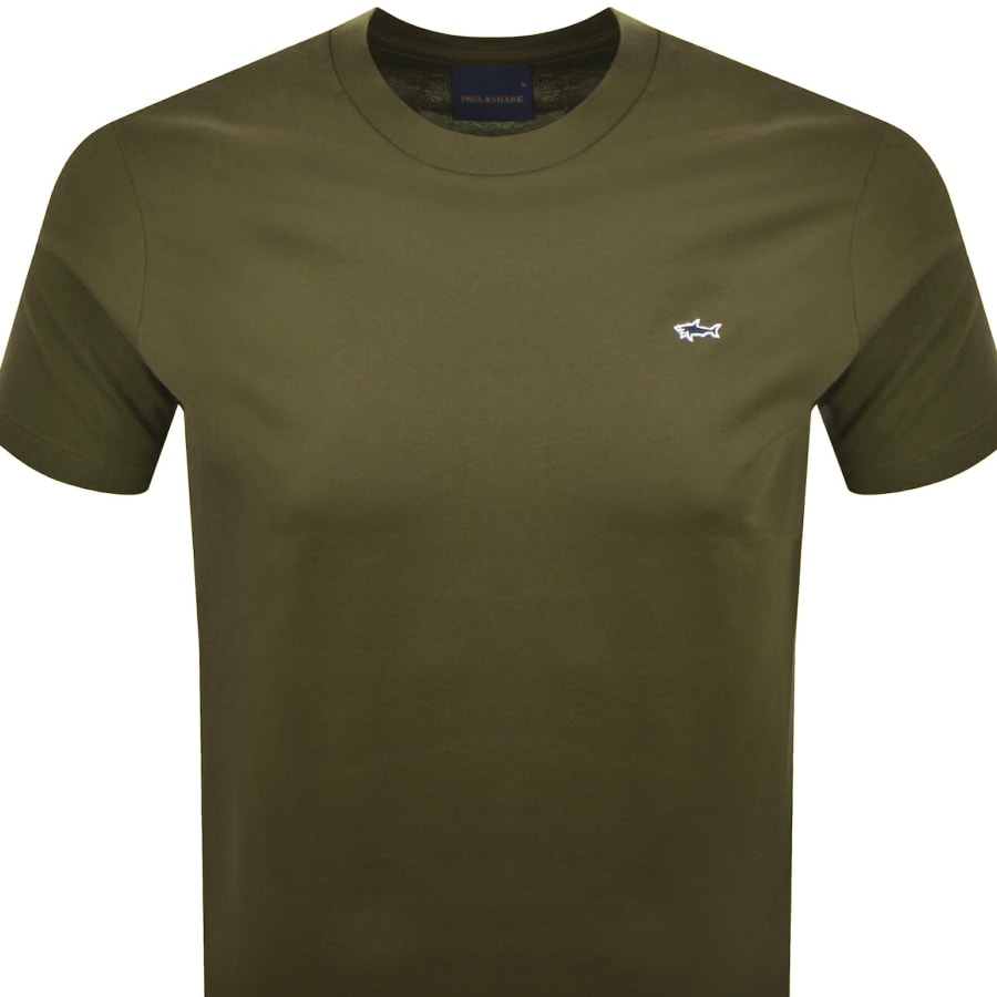 Image number 2 for Paul And Shark Logo T Shirt Olive Green