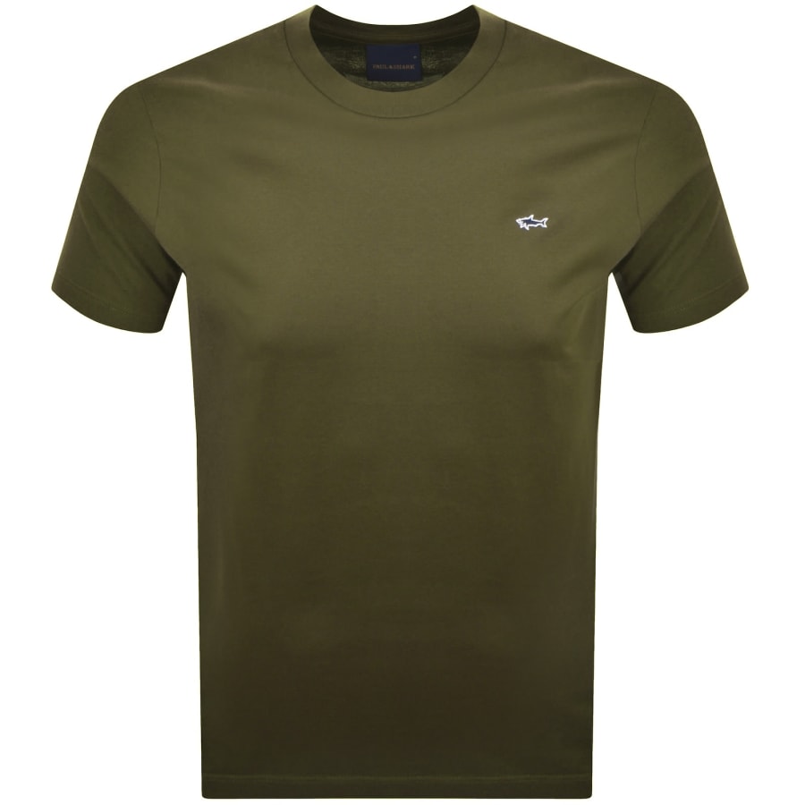 Image number 1 for Paul And Shark Logo T Shirt Olive Green