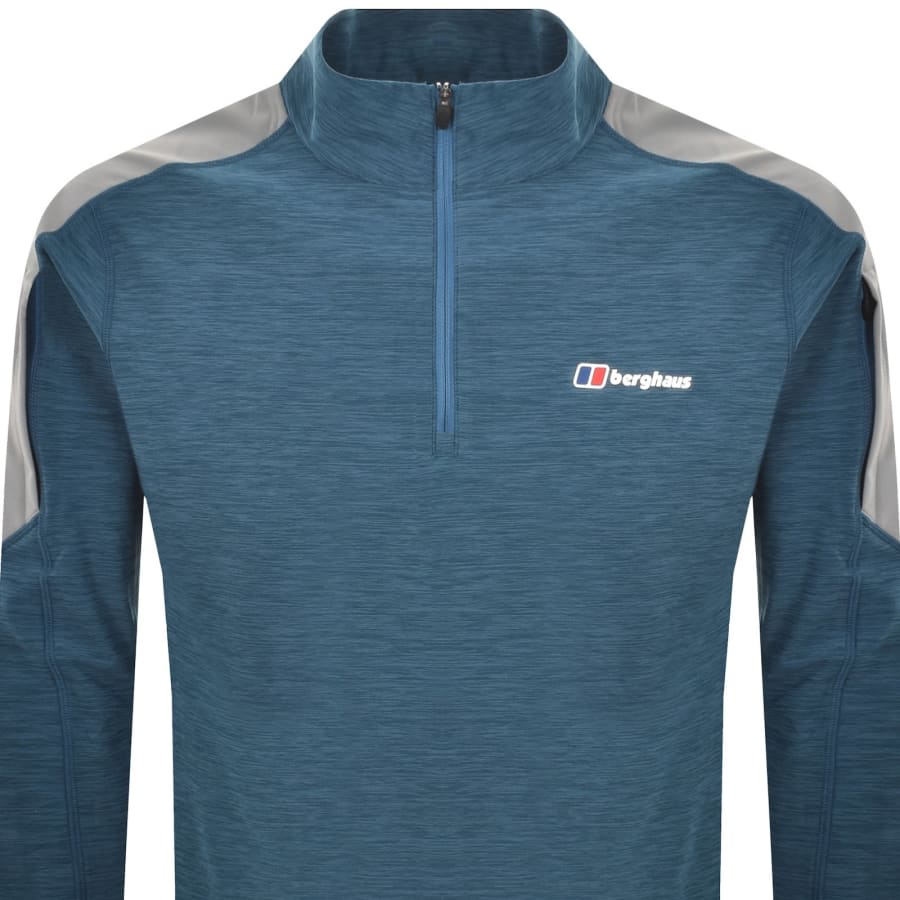 Image number 2 for Berghaus Farndale Half Zip Tech T Shirt Blue