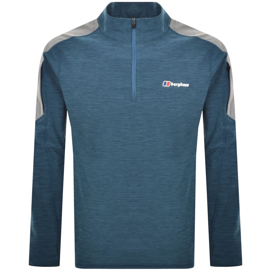 Image number 1 for Berghaus Farndale Half Zip Tech T Shirt Blue
